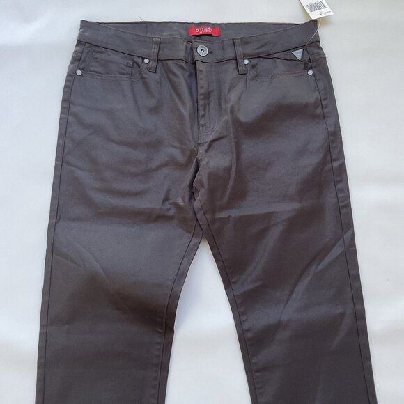 Guess Men's Brown Coated Slim Straight Jeans Size 33X32 - Picture 5 of 11